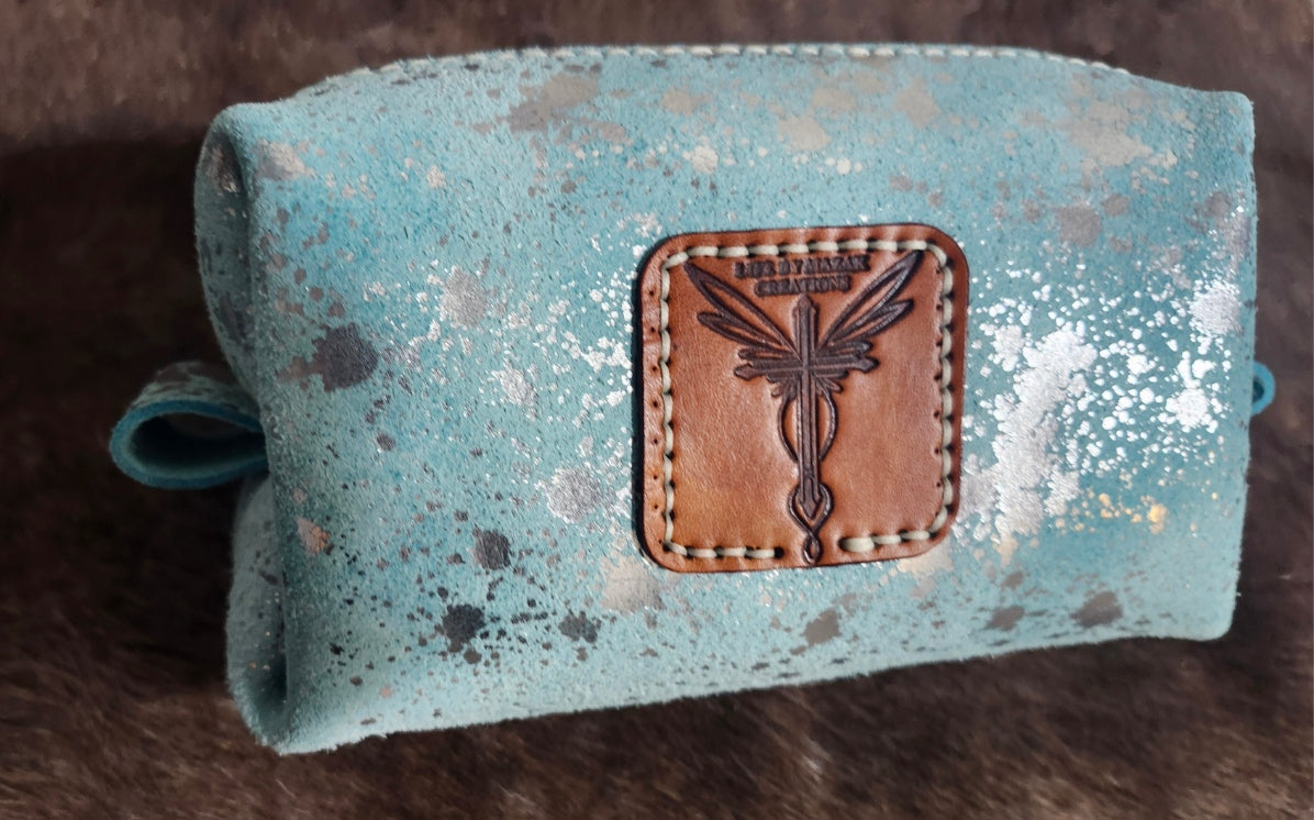 Light Blue Floral Makeup Bag