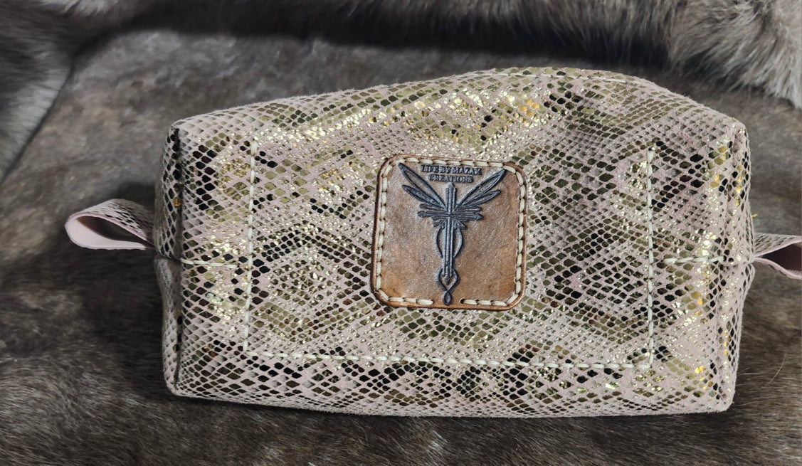 Snakeskin Pattern Leather Makeup Bag
