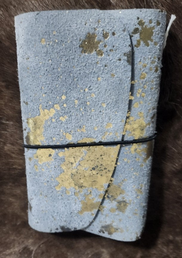 Blue and Gold Leather Travel Notebook