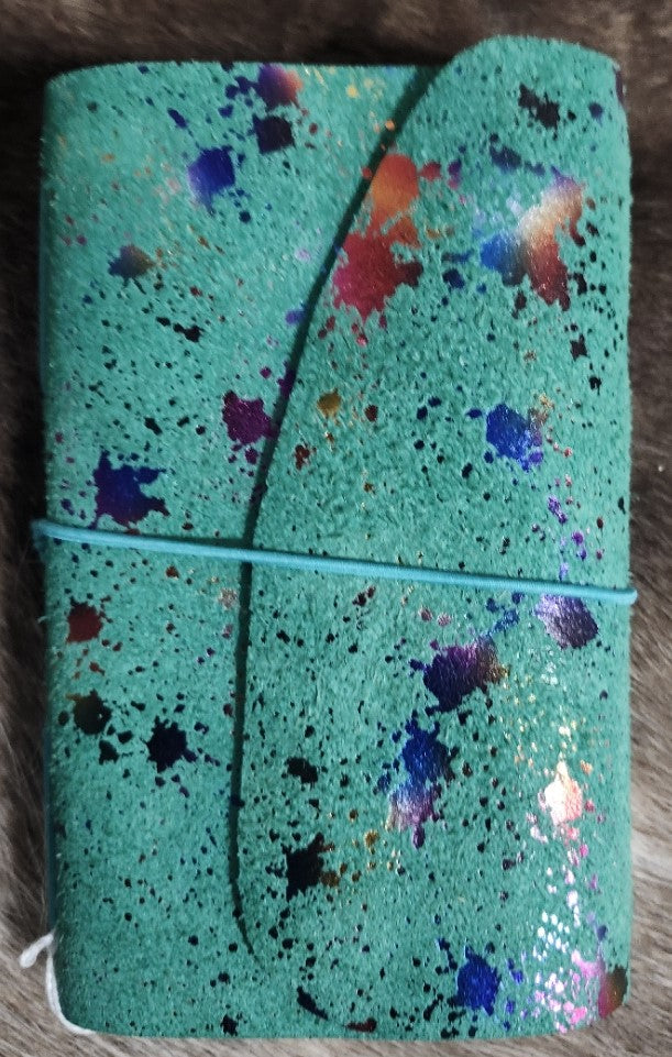 Blue Multicolored Leather Travel Notebook