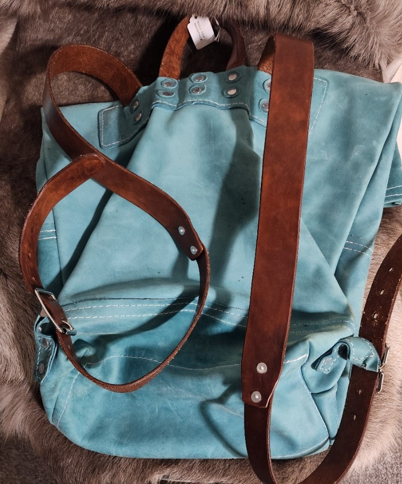 Leather Roll Top Backpack