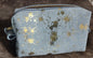Blue and Gold Leather Makeup Bag