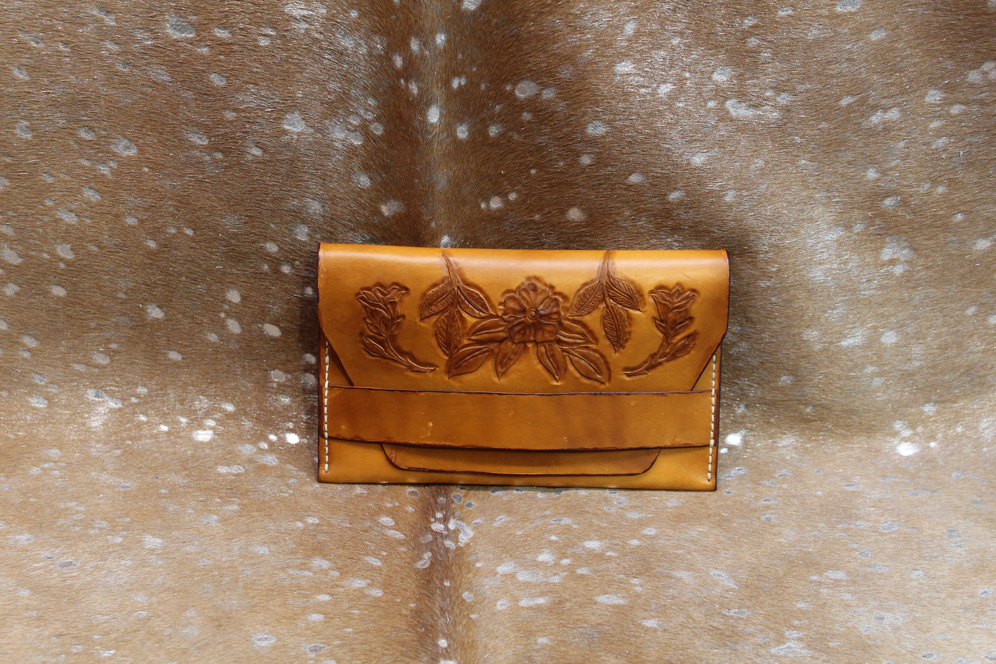 Flower Carved Aspen Wallet